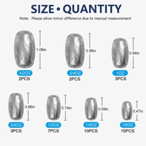 Size of fishing egg sinkers